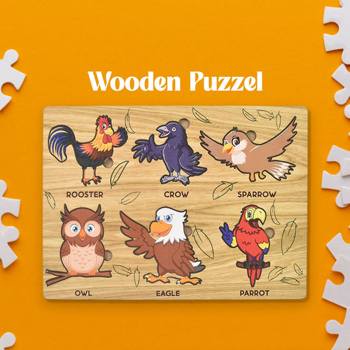 Wooden Bird Puzzle – Educational Board for Kids | Inventive Play