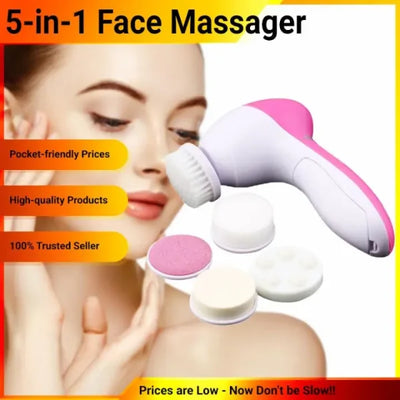 5 In 1 Electric Facial Cleaner Face Skin Care Brush Massager