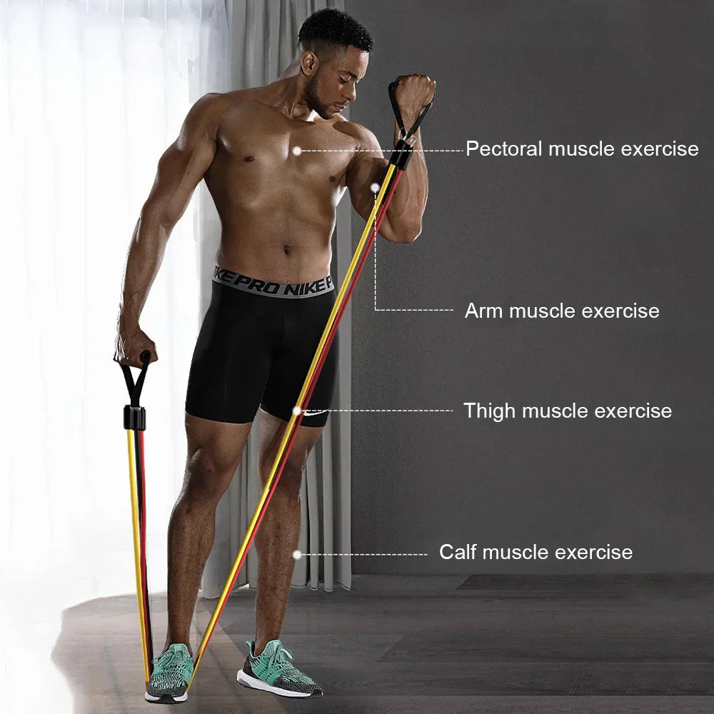 11PCS Power Resistance Band (Home Gym - Anywhere, Anytime)