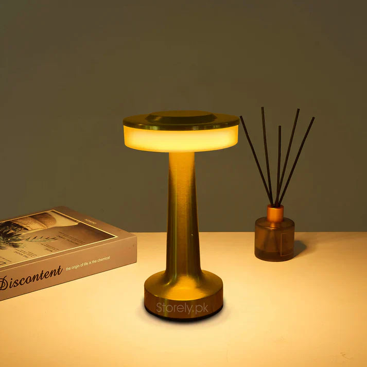 USB Rechargeable Portable Touch Control Dimmable 3 Light Color Tunable Table Lamp for Hotel, Cafe