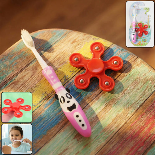 Kids Toothbrush – Fun Panda Design with Fidget Spinner Toy Set